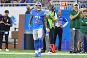 Detroit Lions cornerback Teez Tabor (31) reacts after being called for a pass interference during the first quarter of their NFL game against the Green Bay Packers at Ford Field in Detroit on Sunday, October 7, 2018. (Mike Mulholland | MLive.com) Mike Mulholland | MLive.com