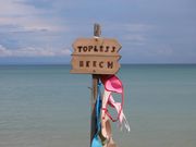That’s “Topless Beech,” not Topless Beach. Beaver Island, July 20, 2023. (Garret Ellison | MLive)