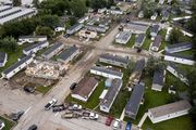 Damage to mobile homes can be seen from the air at Frenchtown Villa Mobile Home Community in Frenchtown Township on Thursday, Sept. 14, 2017.

Jacob Hamilton | MLive.com